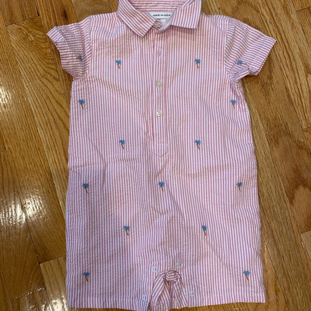 Janie and Jack Seersucker Onesie - 12-18M NWOT - Picture 2 of 4